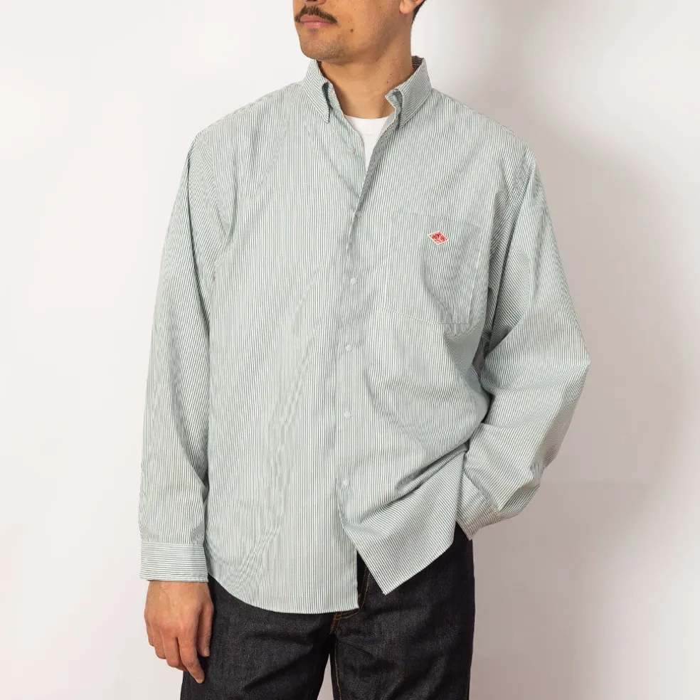B.D. L/S Shirt - Green/White stripe