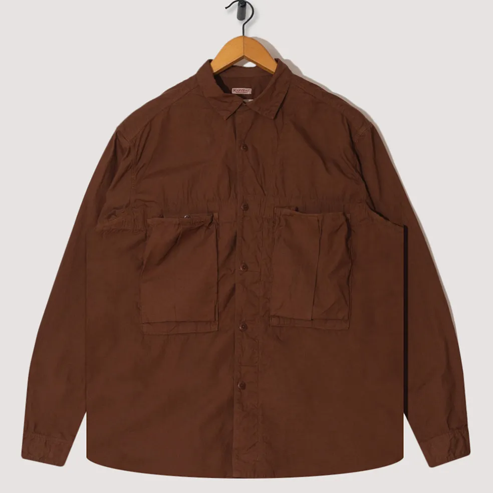 Broad Cloth Anorak Shirt - Brown