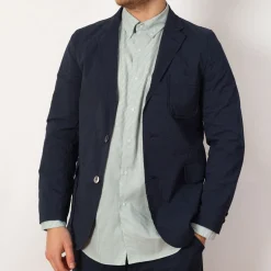 3 Button Seersucker Suit Jacket - Navy