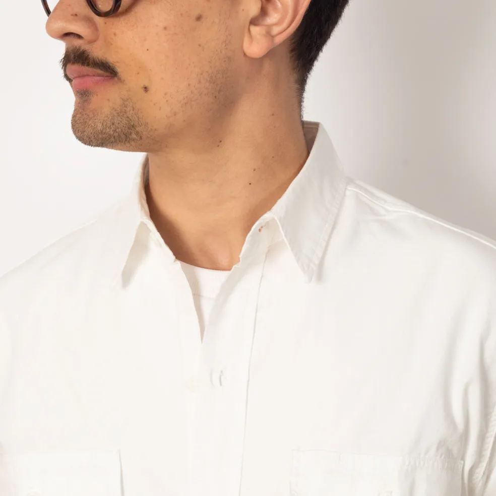 Chambray Work Shirt Wide Fit S/S - White