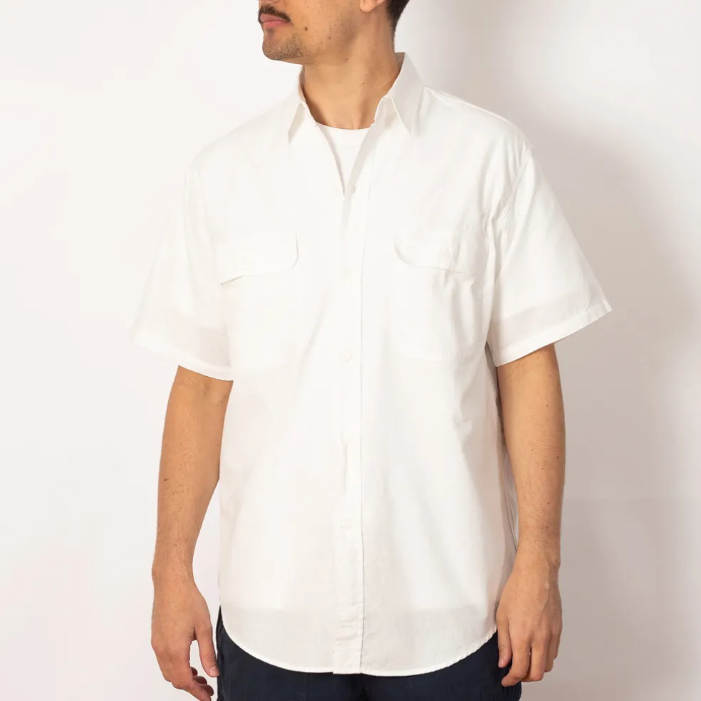 Chambray Work Shirt Wide Fit S/S - White