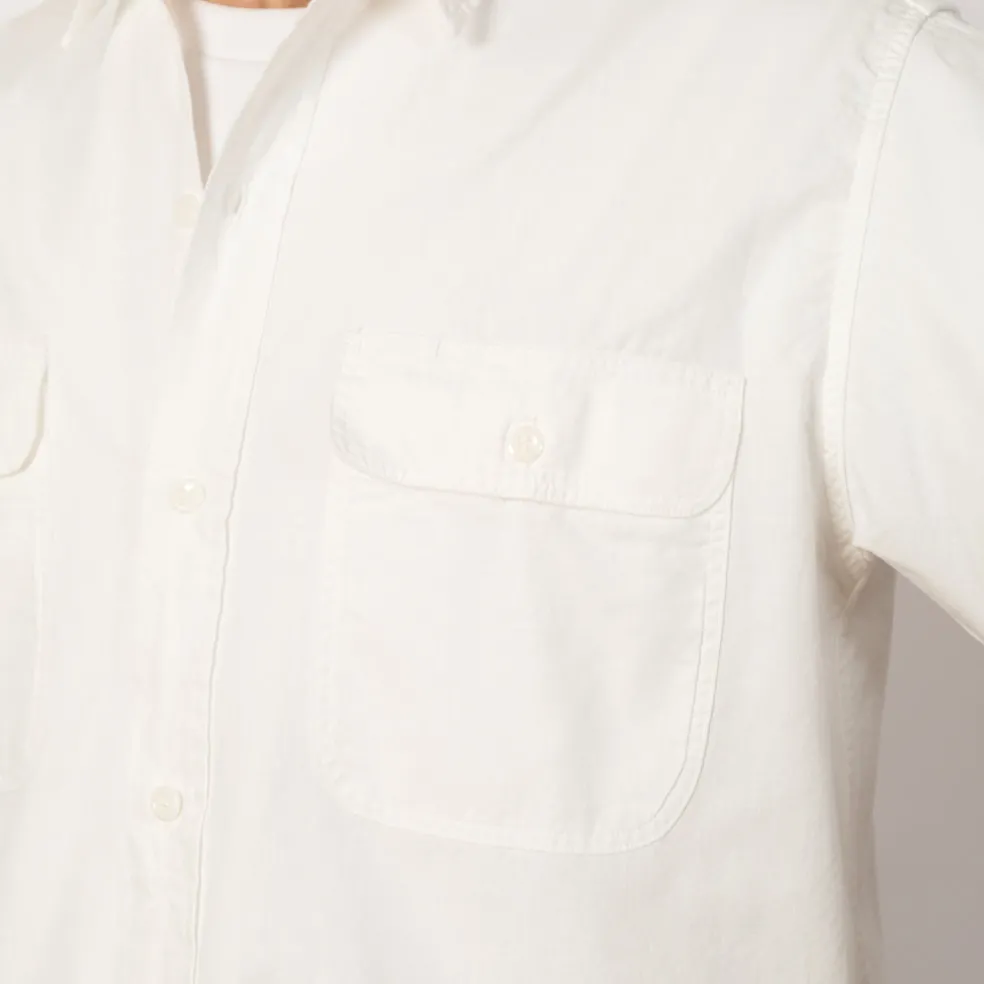 Chambray Work Shirt Wide Fit S/S - White
