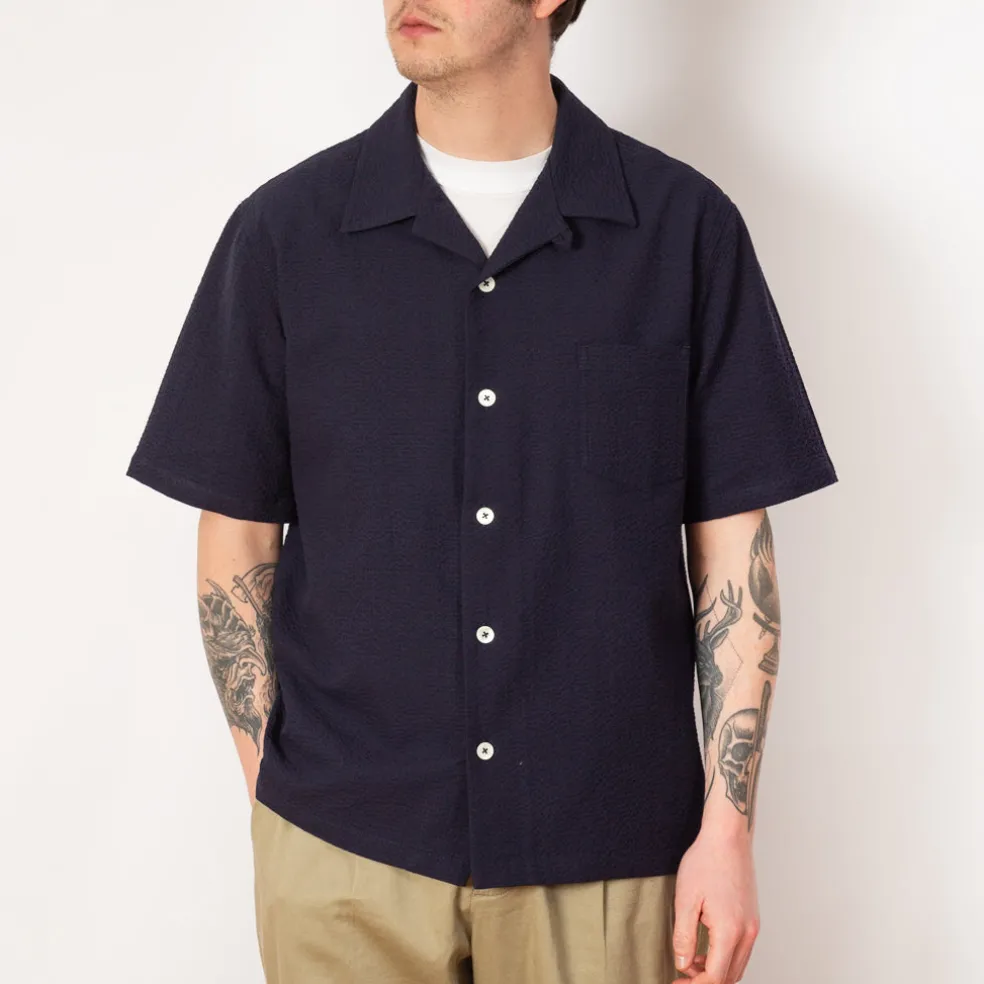 Cocktail Shirt - Navy Seersucker