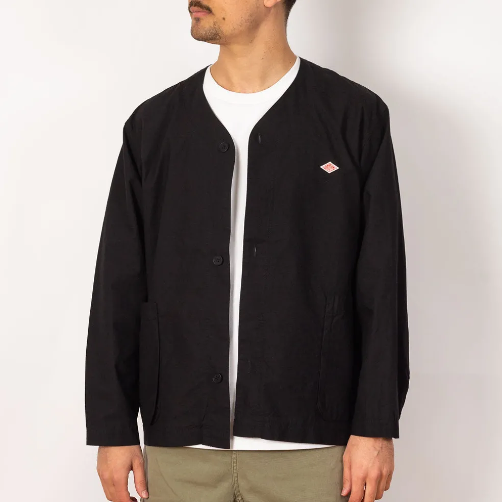 Collarless Jacket - Dark Navy