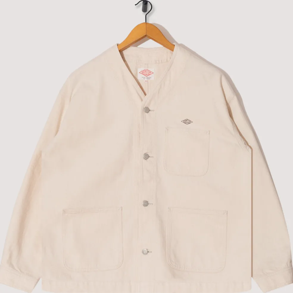 Collarless Jacket - Ecru
