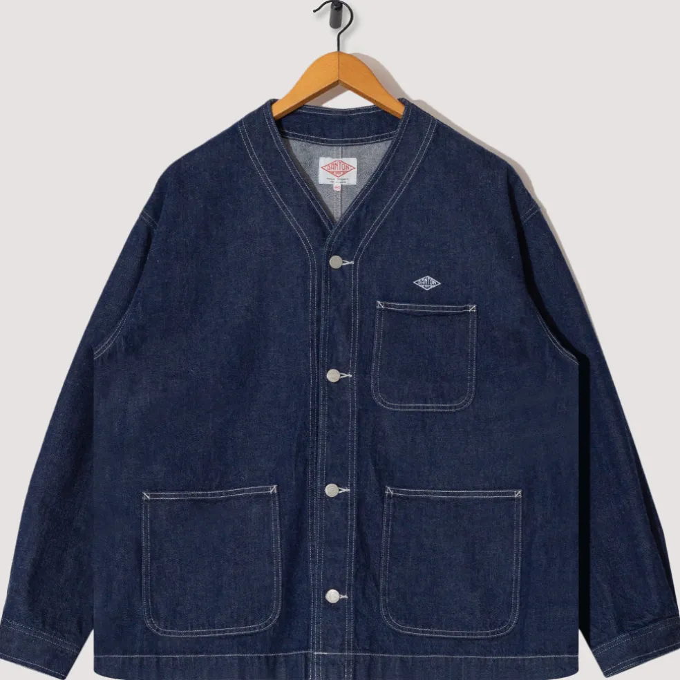 Collarless Jacket - Indigo