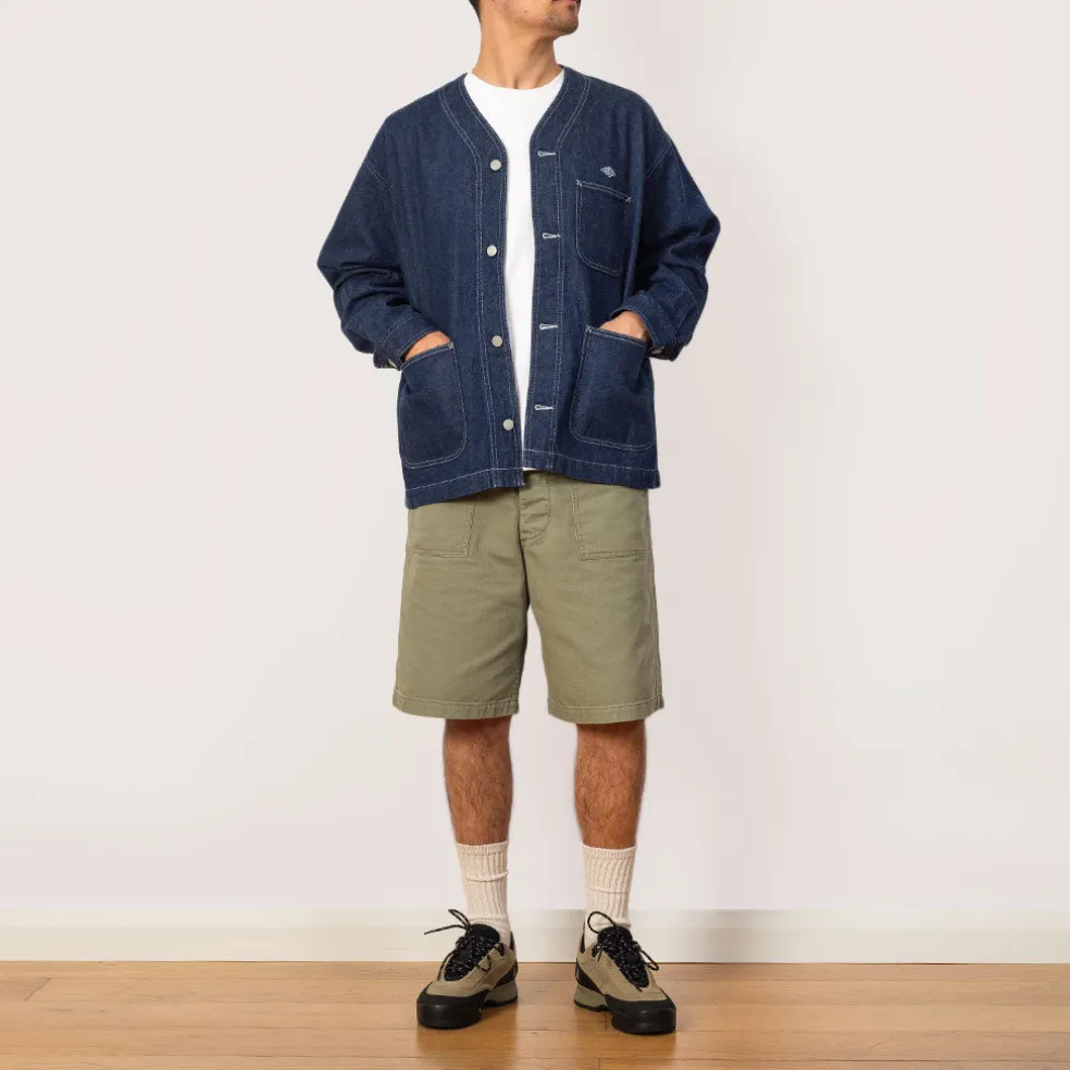 Collarless Jacket - Indigo