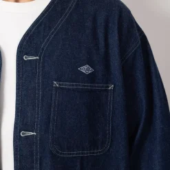 Collarless Jacket - Indigo