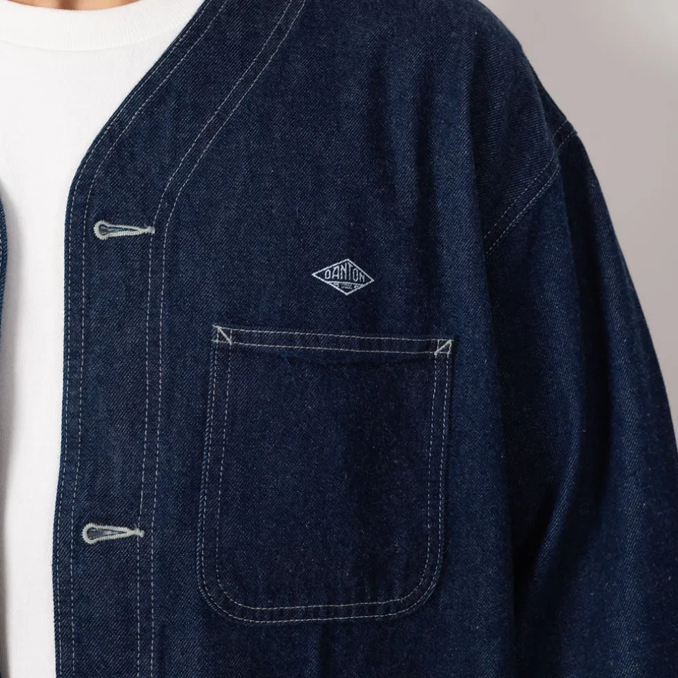 Collarless Jacket - Indigo