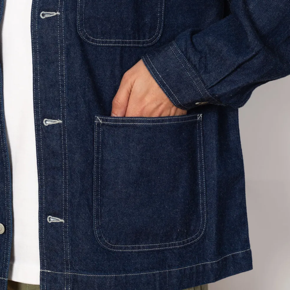 Collarless Jacket - Indigo