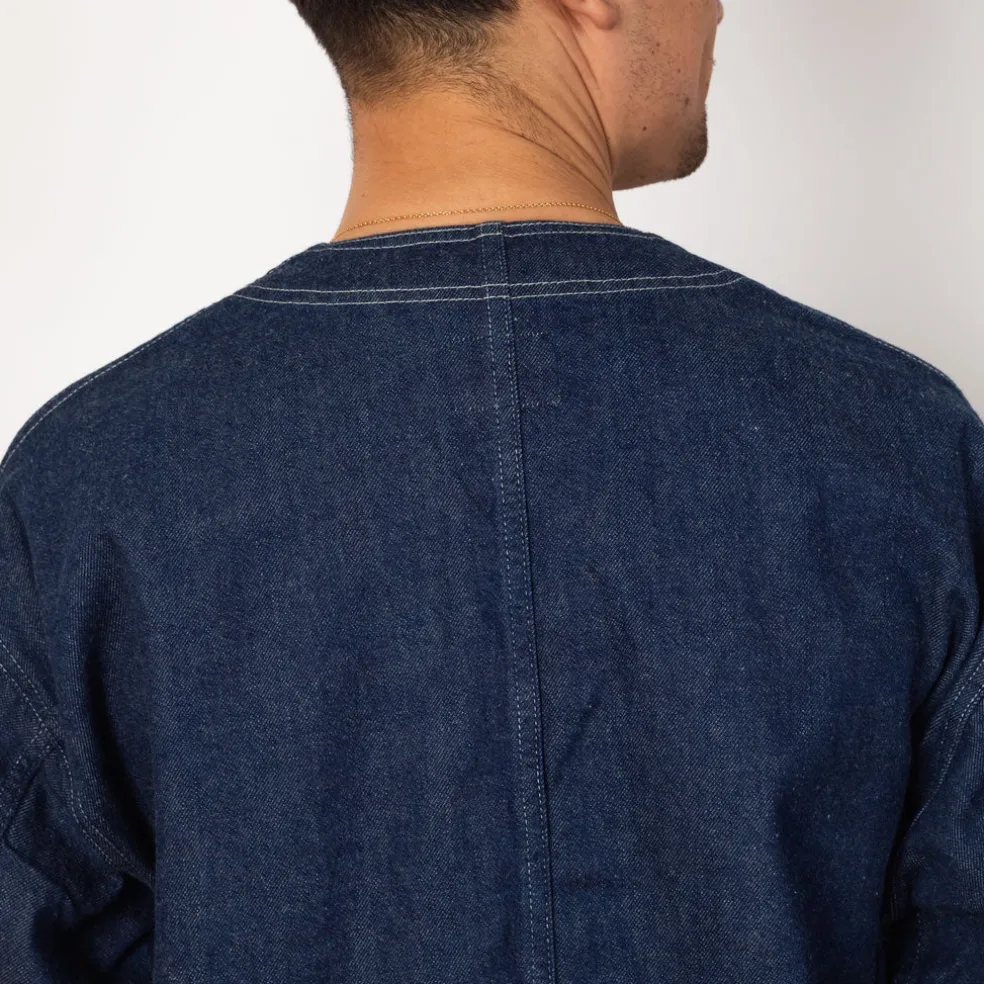 Collarless Jacket - Indigo