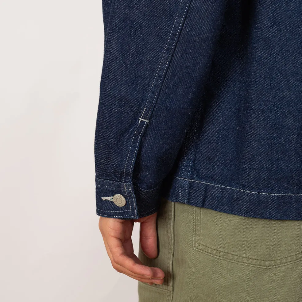 Collarless Jacket - Indigo