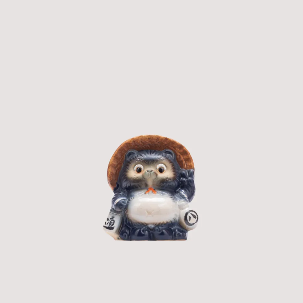 Fortune Raccoon Dog Piggy Bank - Navy