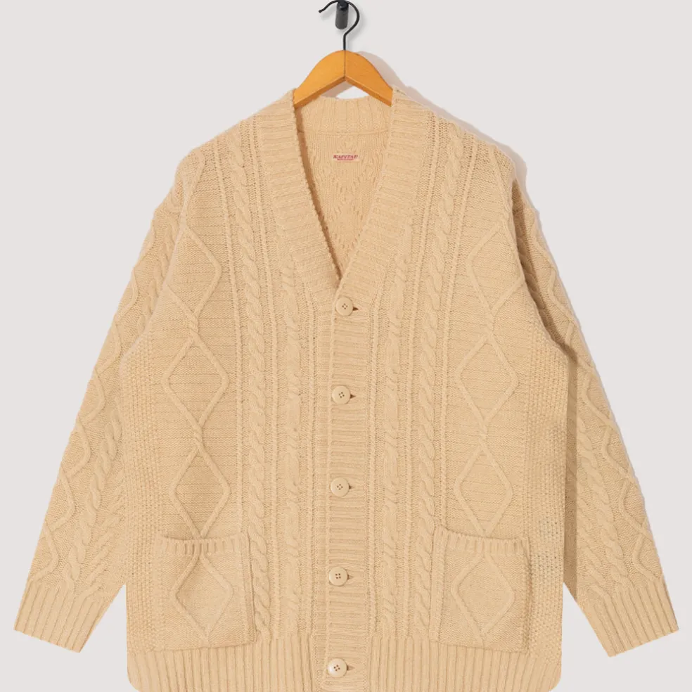 5G Wool Patch Cardigan - Ecru
