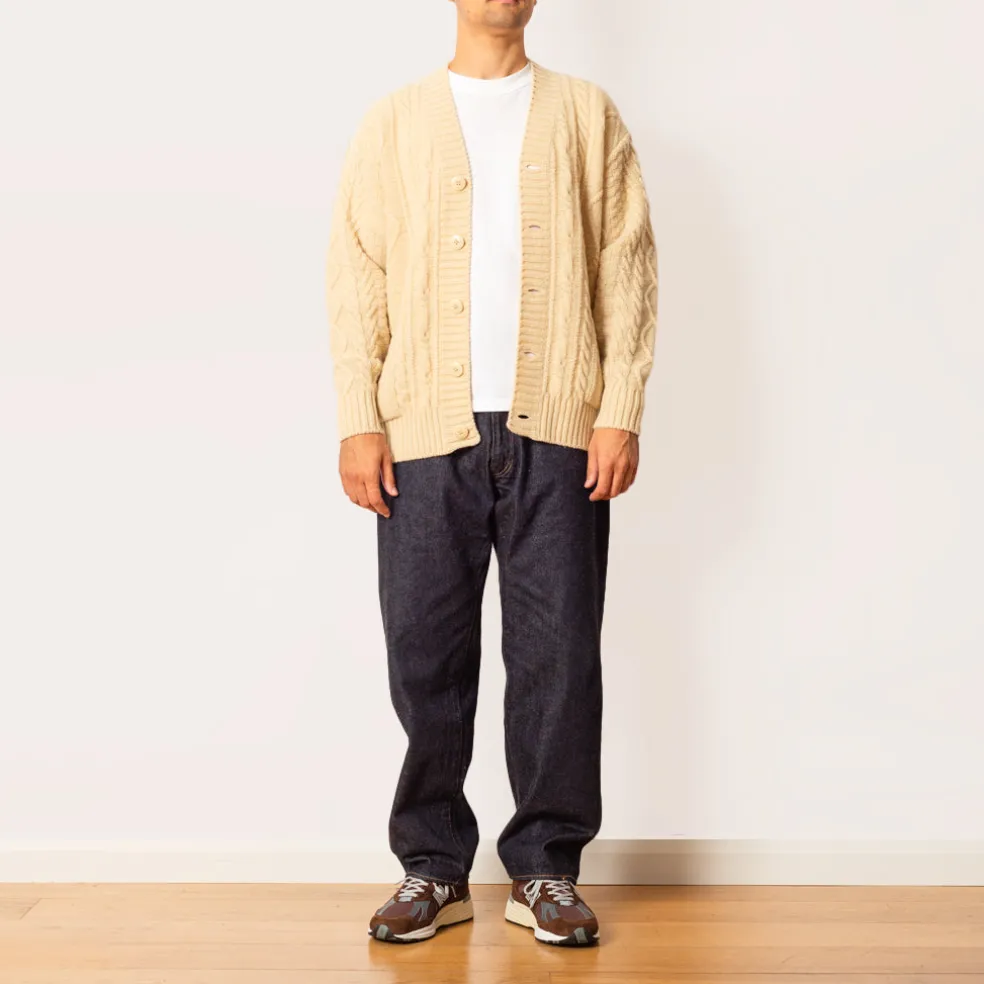 5G Wool Patch Cardigan - Ecru