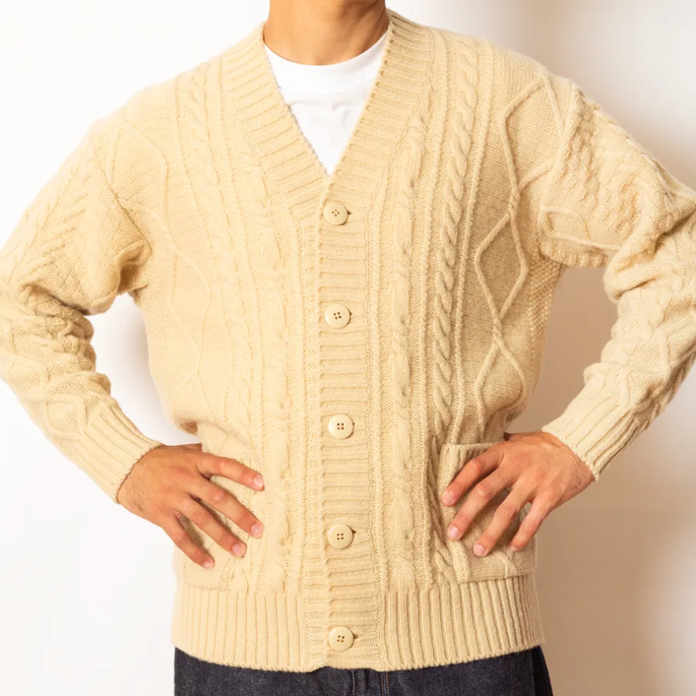 5G Wool Patch Cardigan - Ecru