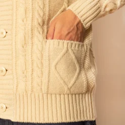 5G Wool Patch Cardigan - Ecru