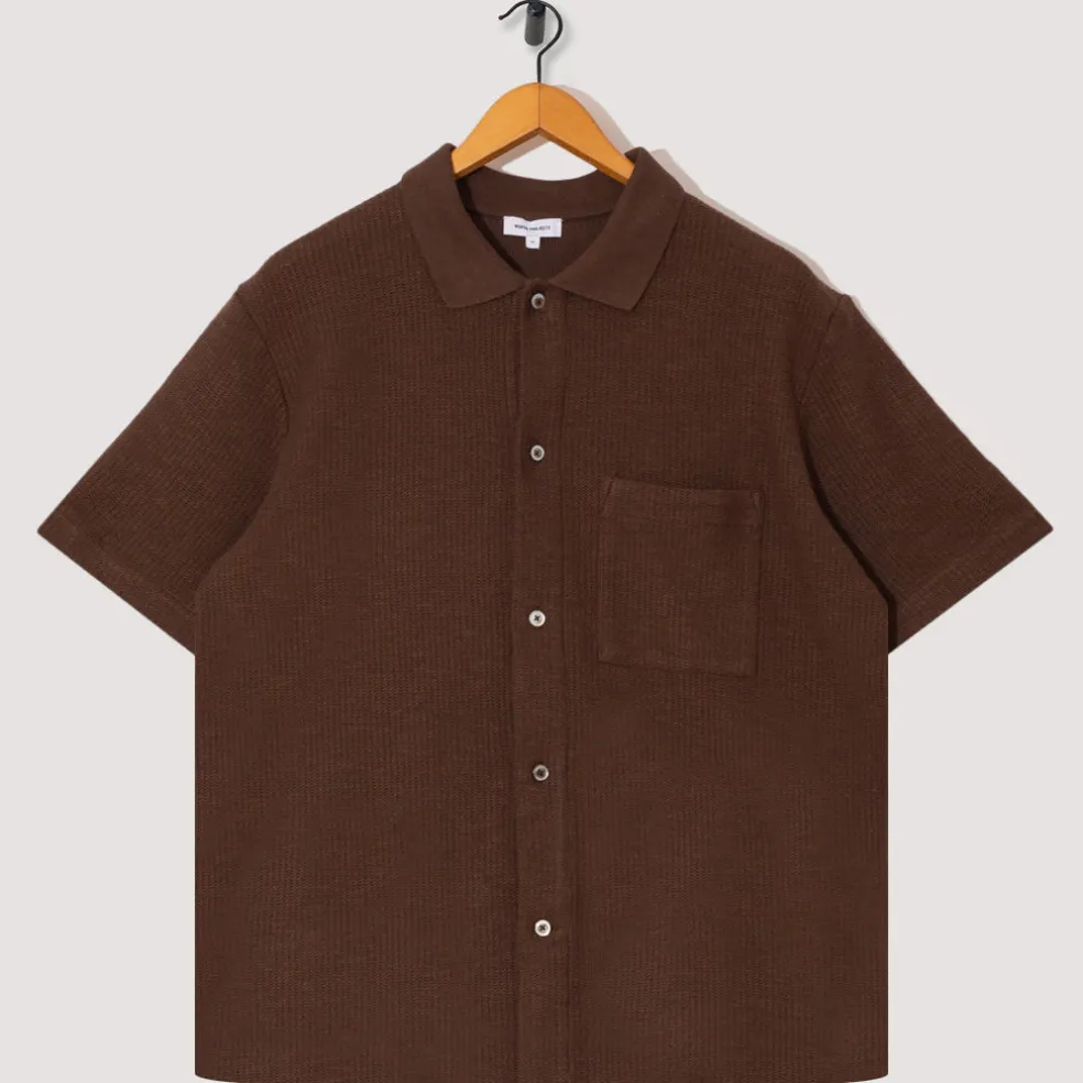 Gustav Crochet Jersey Shirt - Chestnut