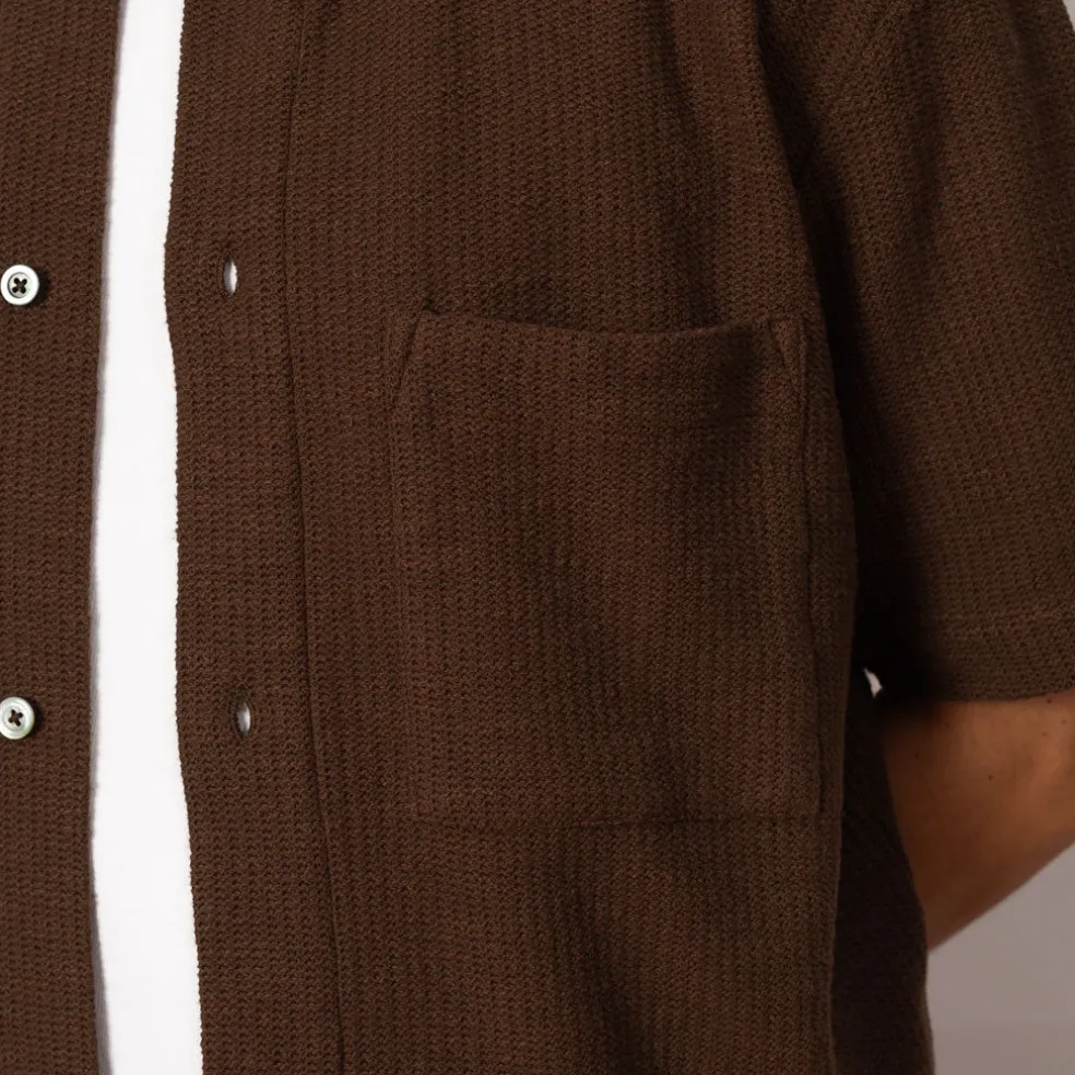 Gustav Crochet Jersey Shirt - Chestnut