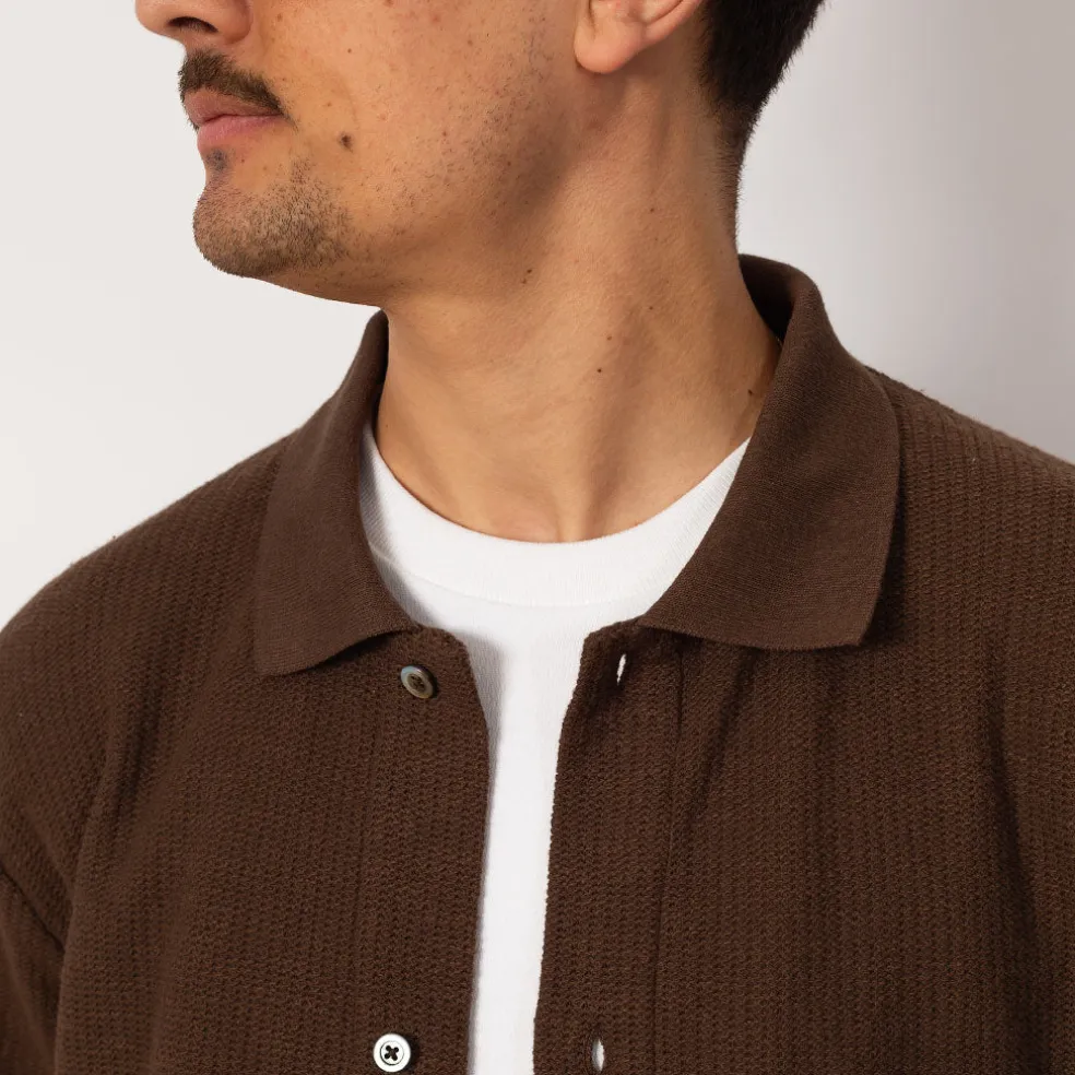 Gustav Crochet Jersey Shirt - Chestnut