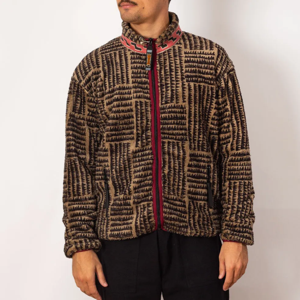 Hacksaw Block Zip Fleece - Beige
