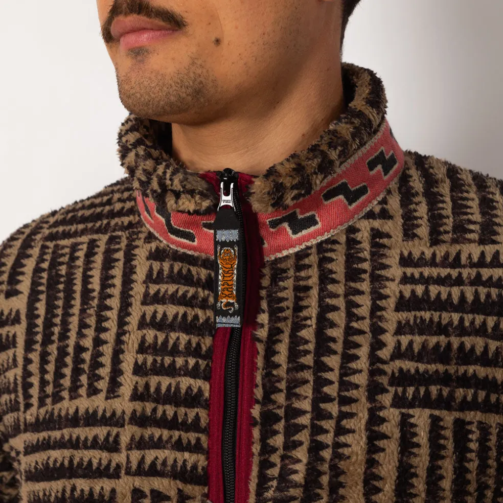 Hacksaw Block Zip Fleece - Beige