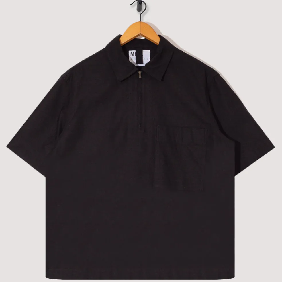 Half Zip Pull On Shirt - Black