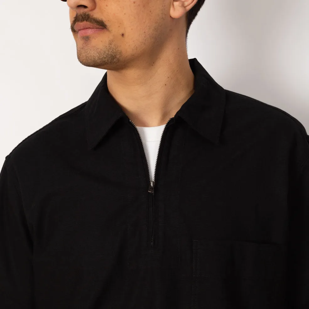 Half Zip Pull On Shirt - Black