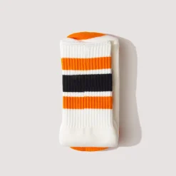 Happy Heel Skaters Knee High Socks - White/Orange