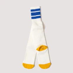 Happy Heel Skaters Knee High Socks - White/Blue