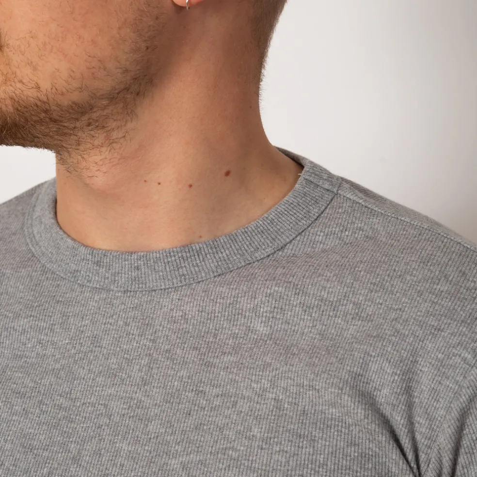 Heavyweight Rib Crew S/S - Heather Grey