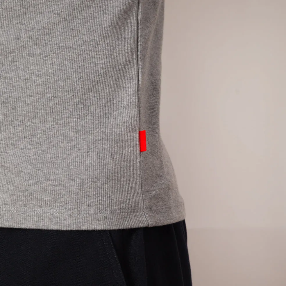 Heavyweight Rib Crew S/S - Heather Grey