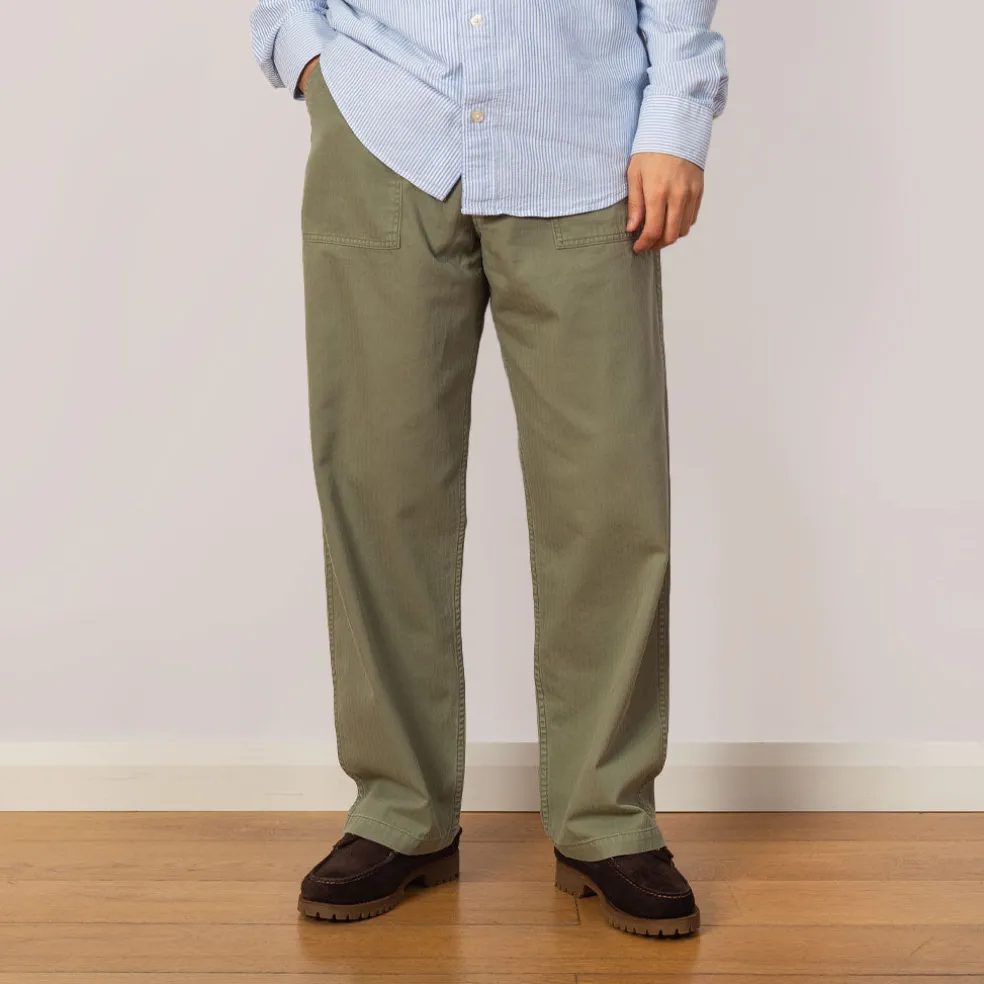 Herringbone Fatigue Pants - Green