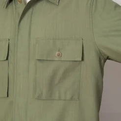 Herringbone Overshirt - Olive