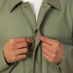 Herringbone Overshirt - Olive