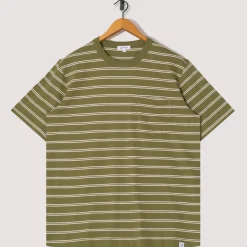 Holger Organic Sailor Stripe Pocket Tee - Moss Green
