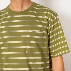 Holger Organic Sailor Stripe Pocket Tee - Moss Green