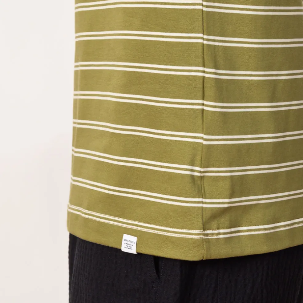 Holger Organic Sailor Stripe Pocket Tee - Moss Green
