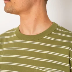 Holger Organic Sailor Stripe Pocket Tee - Moss Green