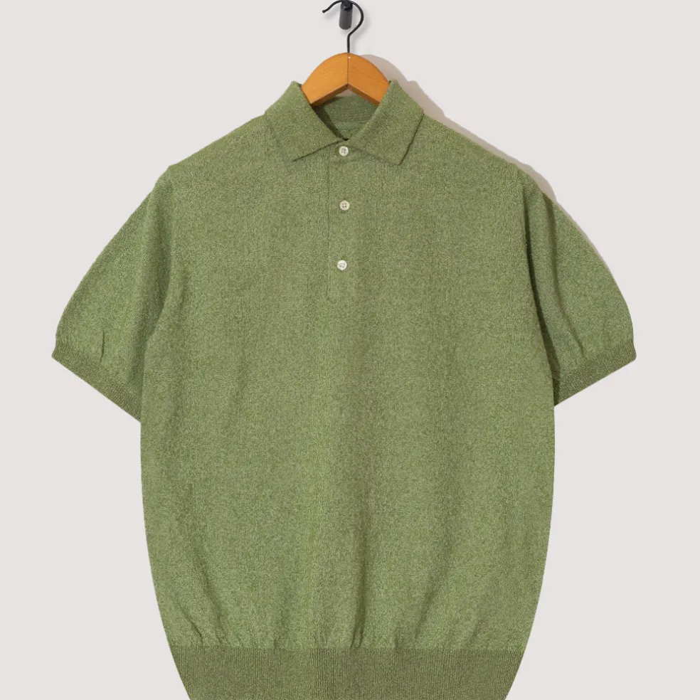 Knit Boucle Polo - Olive