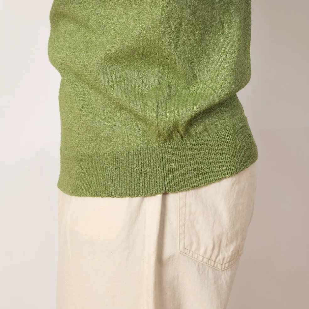 Knit Boucle Polo - Olive