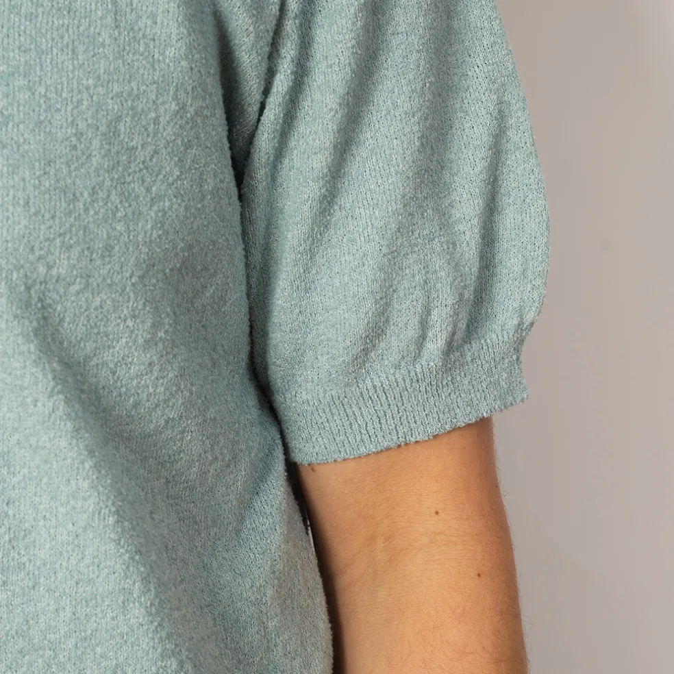 Knit Boucle Polo - Sax