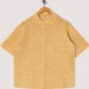 Knit Half Sleeve Shirt - White Yellow