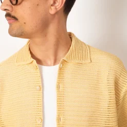 Knit Half Sleeve Shirt - White Yellow