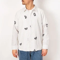 Letters Striped Pop Shirt - White Linen