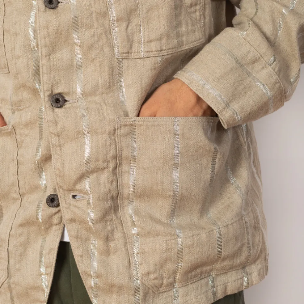 Linen Glitter Phillies Stripe Cactus Coverall - Ecru