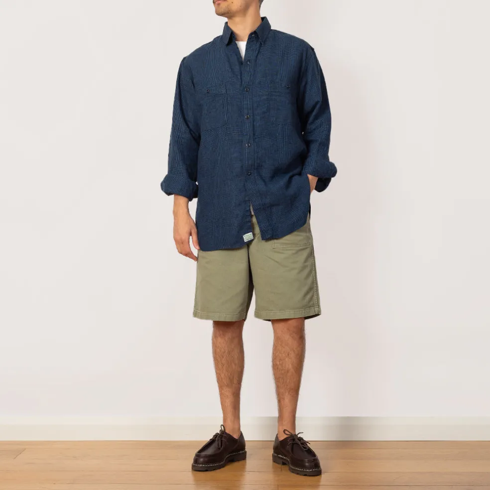 Linen Work Shirt - Indigo Check