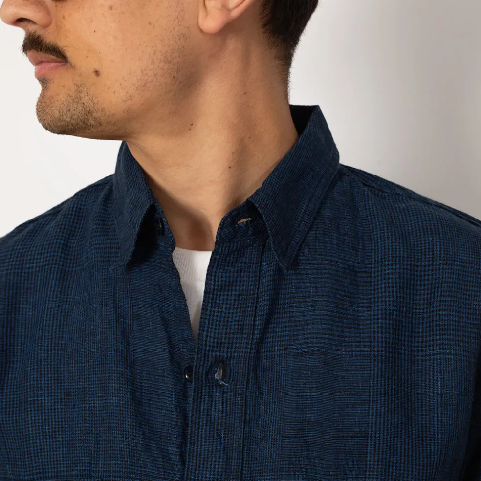 Linen Work Shirt - Indigo Check