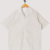 Mads Poplin Stripe S/S Shirt - Ecru