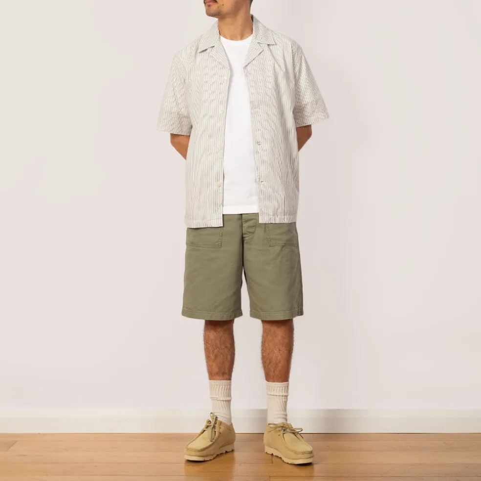 Mads Poplin Stripe S/S Shirt - Ecru